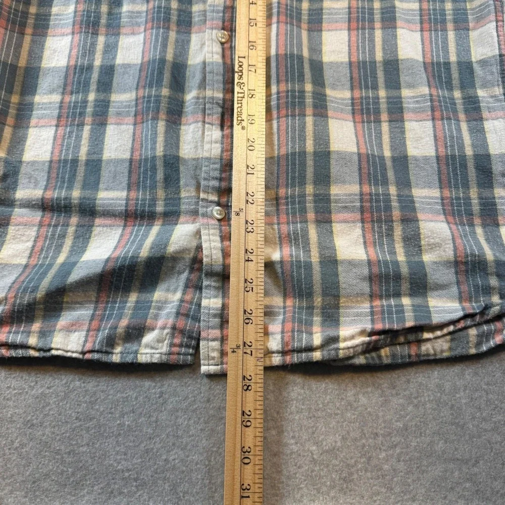 The North Face Shirt Mens L Blue Plaid Long Sleeve Flannel Lined Button-Up